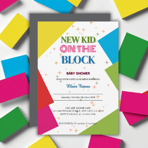 Invitación Nuevo Niño en el Bloque Fiesta de Bebé Colorida