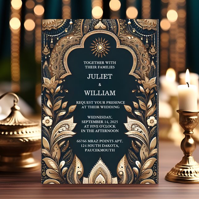 Invitación Nuevo palacio Hindi Henna Mehndi Boda de estilo in (Subido por el creador)