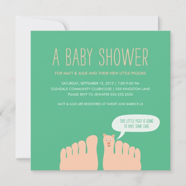 Invitación Nuevo pequeño Piggies Baby Shower (Anverso)