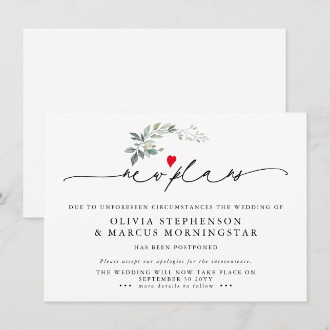 Invitación Nuevo plan para un evento pospuesto sobre la veget (Anverso / Reverso)