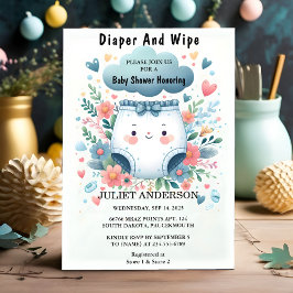Invitación Nuevo Post Dad Pink Blue Diaper Y Limpiar Baby Sho