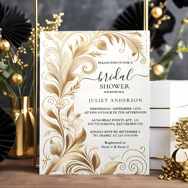 Invitación Nuevo Relieve metalizado dorado floral de encaje G (Subido por el creador)
