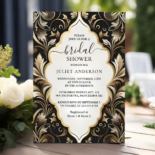 Invitación Nuevo retro árabe exótico negrita Damask ducha de
