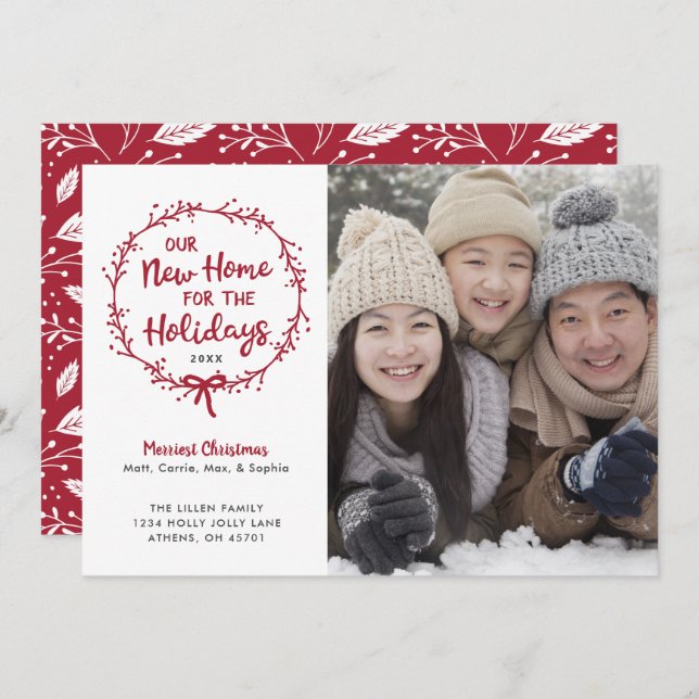 Invitación Nuevos Navidades de fotografía caseros mudándose d (Anverso / Reverso)