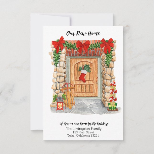 Invitación Nuevos Navidades de puertas delanteras en casa mov (Anverso)