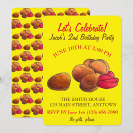 Invitación Nuggets de pollo con comida chatarra de Ketchup