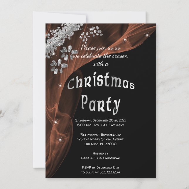 Invitación Nuggets plateados y Navidades del velo de humo mar (Anverso)
