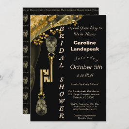 Invitación Nuggets y velo de oro, llaves de esqueleto entrand