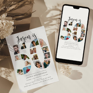 Invitación Número 50 Photo Co|lage Cumpleaños número 50