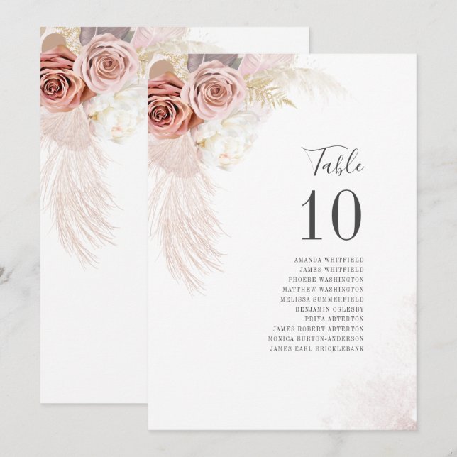 Invitación Número de asiento 10 de la tabla de Bodas de gramí (Anverso / Reverso)