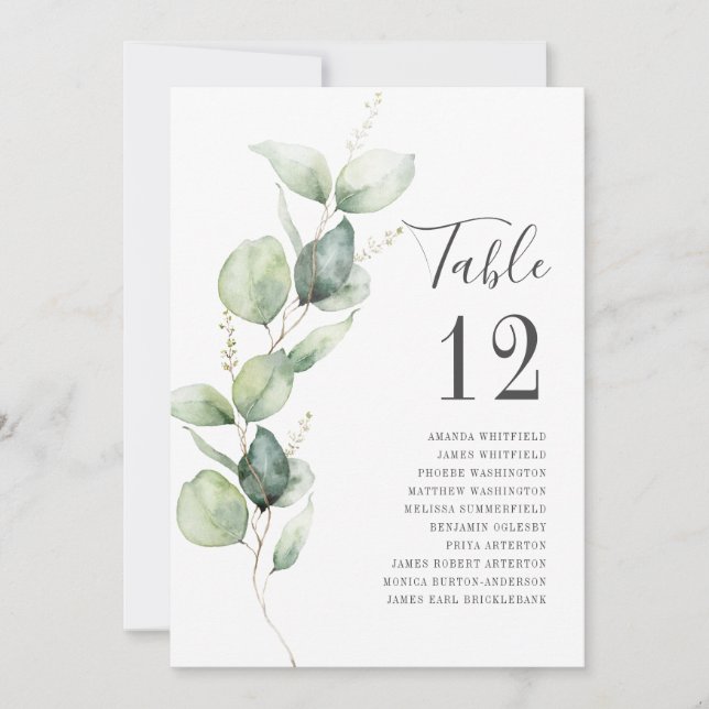 Invitación Número de asiento Boda de la tabla de vegetación E (Anverso)