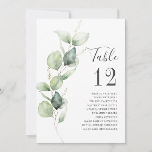 Invitación Número de asiento Boda de la tabla de vegetación E