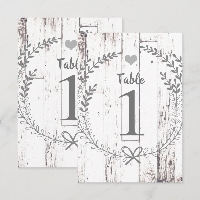 Invitación Número de asiento de mesa de Boda Rústico de Mader (Anverso / Reverso)