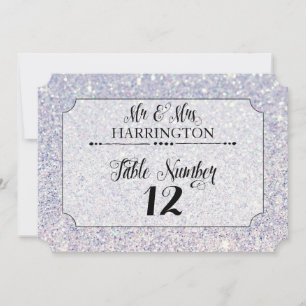 Invitación Número de cuadro Purpurina azul Sr. y la Sra. Mode