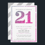 Invitación NÚMERO DE EDAD GRANDE INVITAR A glam 21 rosa purpu<br><div class="desc">NOTA - el efecto purpurina de oro subió es una imagen impresa. Un diseño de invitación supersimple y elegante para tu cumpleaños. Guau sus amigos y familia con este pequeño número ;D Configurar como plantilla es sencillo para usted agregar sus propios detalles, o pulsar el botón personalizar y puede añadir...</div>