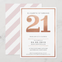 NÚMERO DE EDAD GRANDE INVITAR A glam 21 rosa Relie