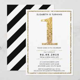 Invitación NÚMERO DE EDAD GRANDE INVITAR A UN purpurina de or