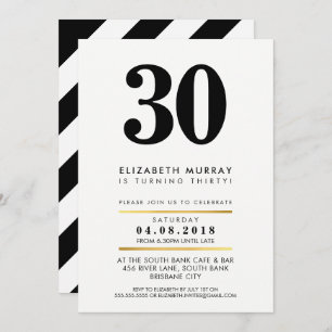 Invitación NÚMERO DE EDAD NEGRITA NÚMERO mínimo blanco 30 INV