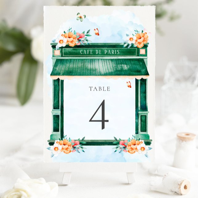 Invitación Número de la mesa de acuarela del Café Paris Boula (Subido por el creador)
