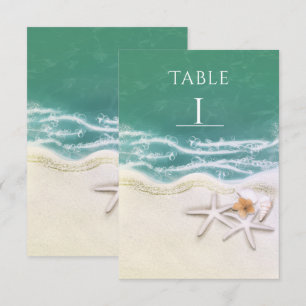 Invitación Número de la mesa de agua del mar Verde azulado de