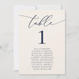 Invitación Número de la mesa de asiento del Boda azul y crema