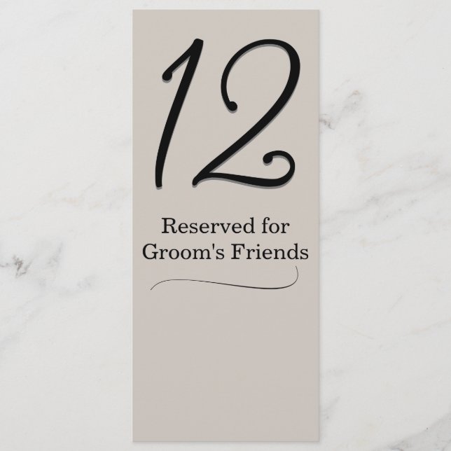 Invitación Número de la mesa de recepción de bodas de taupe (Anverso)