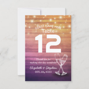 Invitación Número de la mesa del boda Lugar de asiento Vidrio