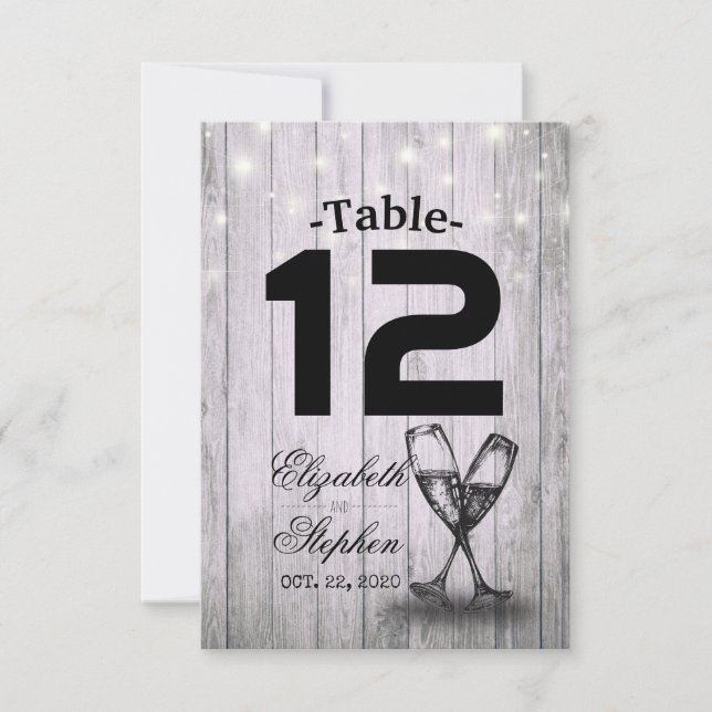 Invitación Número de la mesa del boda Lugar de asiento Vidrio (Anverso)
