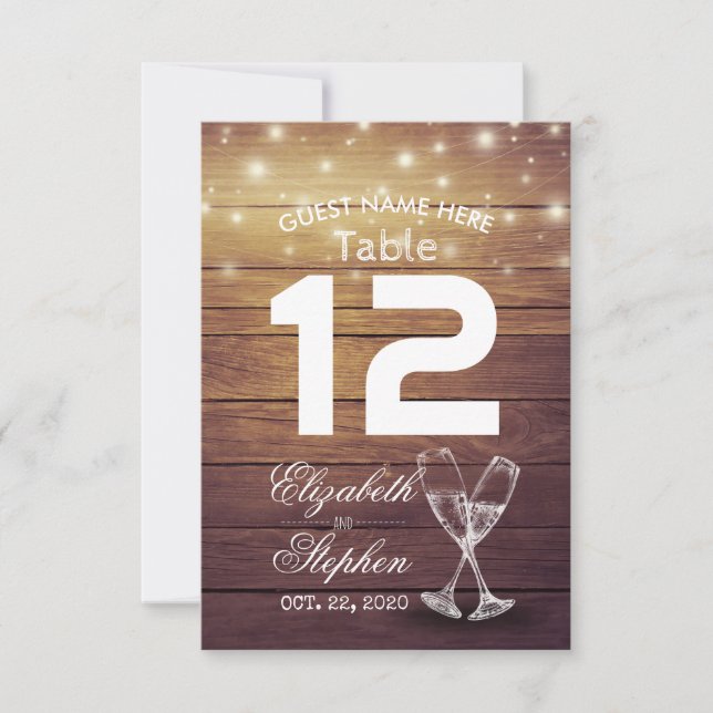 Invitación Número de la mesa del boda Lugar de asiento Vidrio (Anverso)