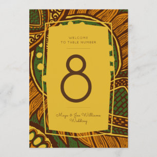 Invitación Número de la mesa floral de oro verde de Ankara