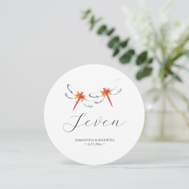 Invitación Número de la mesa redonda de la Boda de la libélul (Anverso de pie)