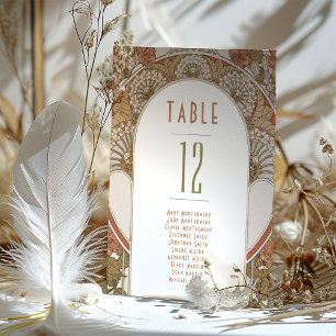Invitación Número de la tabla de otoño Boda Art Nouveau vinta