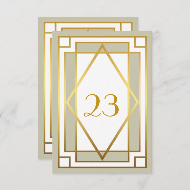 Invitación Número de Mesa, Gran Gatsby, elegante, chic, gris  (Anverso / Reverso)