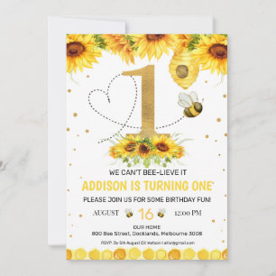 Invitación Número de oro Sunflowers Abejas Abejas Día de Abej