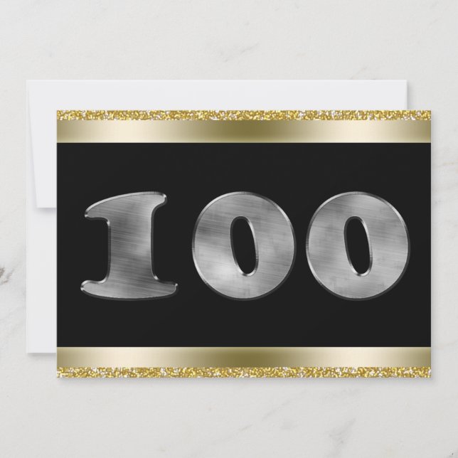 Invitación Número de plata 100 cumpleaños personalizado 100 (Anverso)