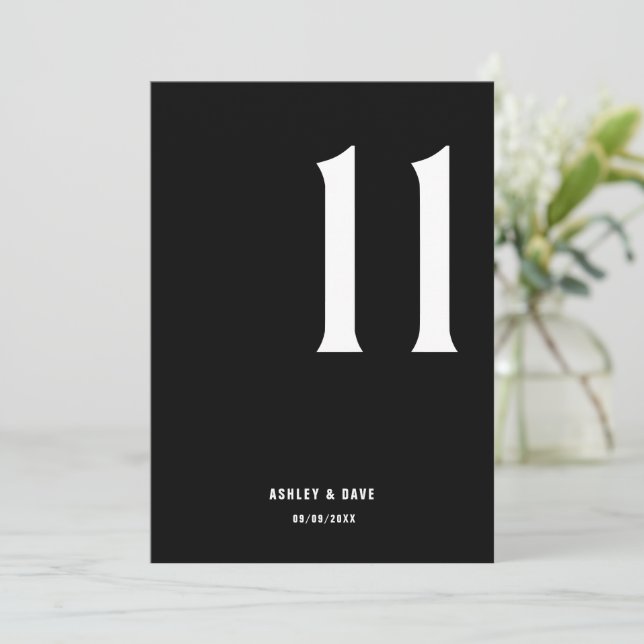 Invitación Número de tabla 11 Negrita Número de tabla Boda ne (Anverso de pie)