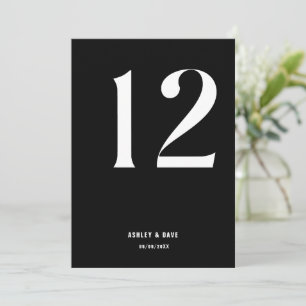 Invitación Número de tabla 12 Negrita Número de tabla Boda ne