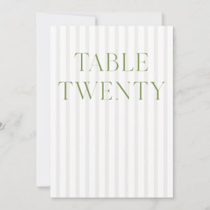 Invitación Número de tabla 20 del Boda clásico Sage Green & B