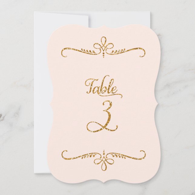 Invitación Número de tabla 3, recepciones de letras de script (Anverso)