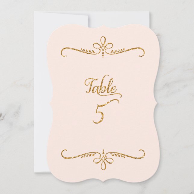 Invitación Número de tabla 5, Recepción de letras de script d (Anverso)