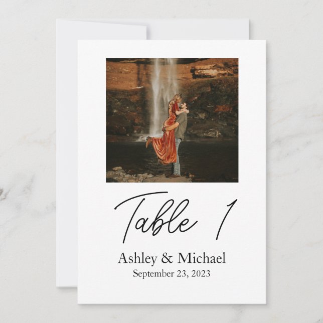 Invitación Número de tabla 5x7 con foto (Anverso)