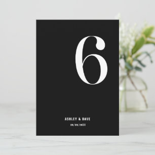 Invitación Número de tabla 6 Número de tabla negrita Boda neg