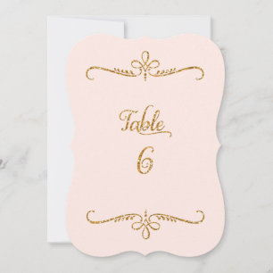Invitación Número de tabla 6, recepciones de letras de script
