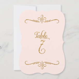 Invitación Número de tabla 7, Recepción de letras de script d