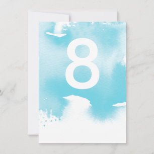 Invitación NÚMERO DE TABLA boda color agua azul elegante