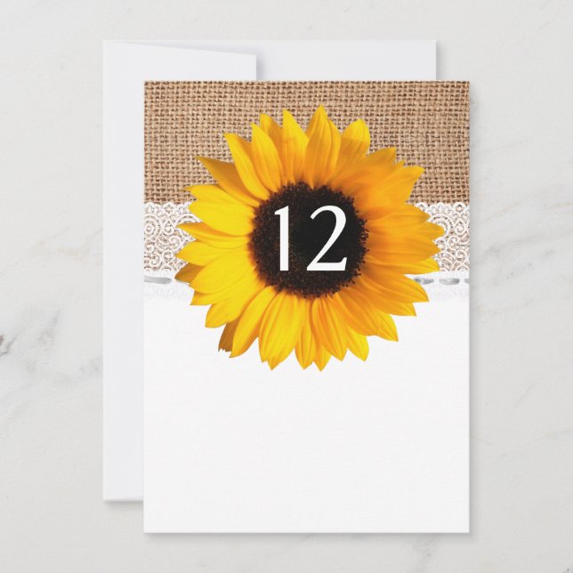 Invitación Número de tabla Boda de girasol de Moda rusa (Anverso)