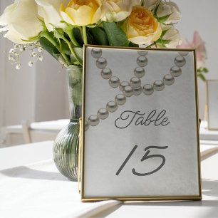 Invitación Número de tabla boda de perlas elegantes