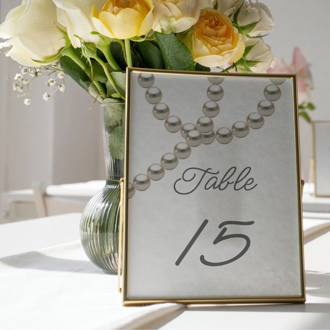 Invitación Número de tabla boda de perlas elegantes (Subido por el creador)