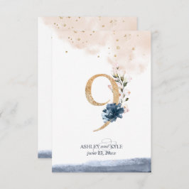 Invitación número de tabla boda en marina, rubor y oro