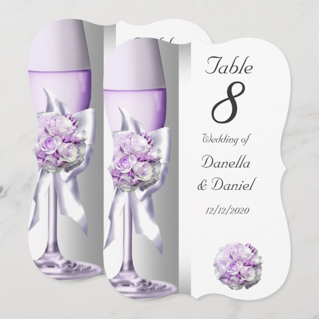 Invitación Número de tabla boda Lavanda Soporte Lilac púrpura (Anverso / Reverso)